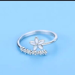 925 Sterling Silver Flower Adjustable Ring Dainty Women’s Jewelry Gift 🌸